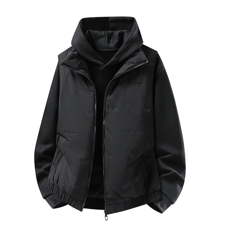Herr Vadderad Väst i Urban Layering Look med Dragkedja, Elastisk Fåll &amp; Utanpåfickor