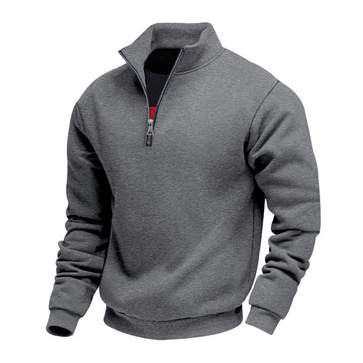 Herr Lätt Fleece Pullover med Ståkrage och Halv-Length Dragkedja