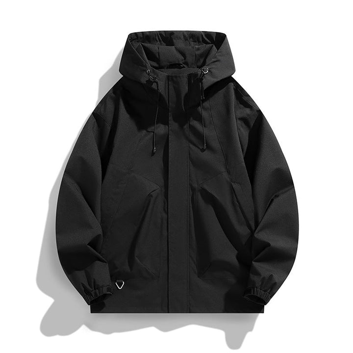 Unisex lätt vattentät Utility huvtröja jacka med justerbar muddar och stor fickor