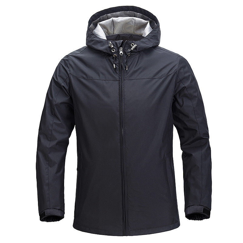 Unisex lätt Packable Rain och Wind jacka med justerbar huva och andningsbar foder