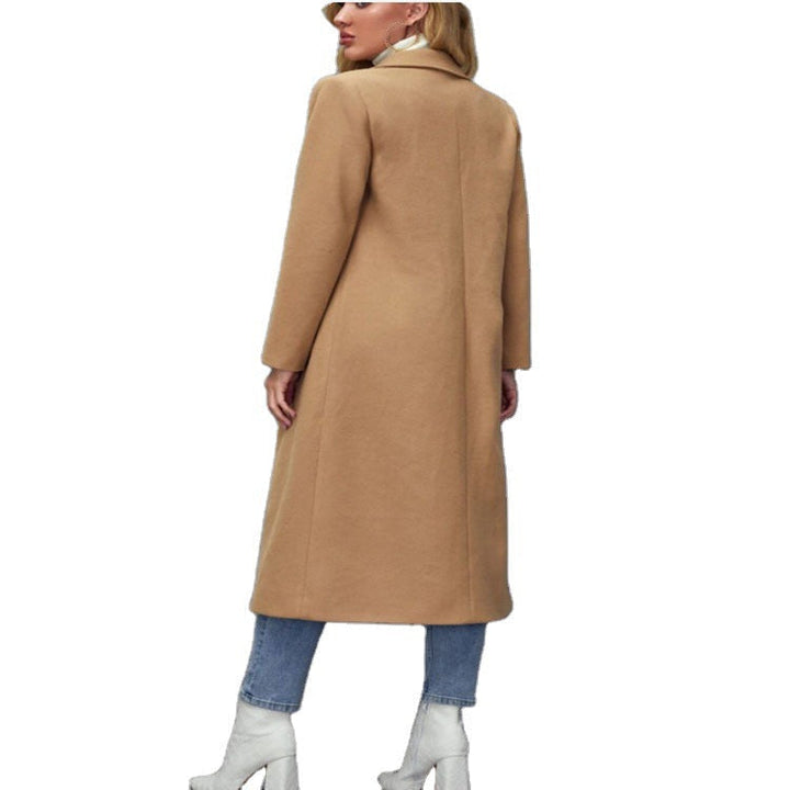 Dam Maxilength ullblandning klassisk kappa med minimalistisk midja och Hidden knappslå