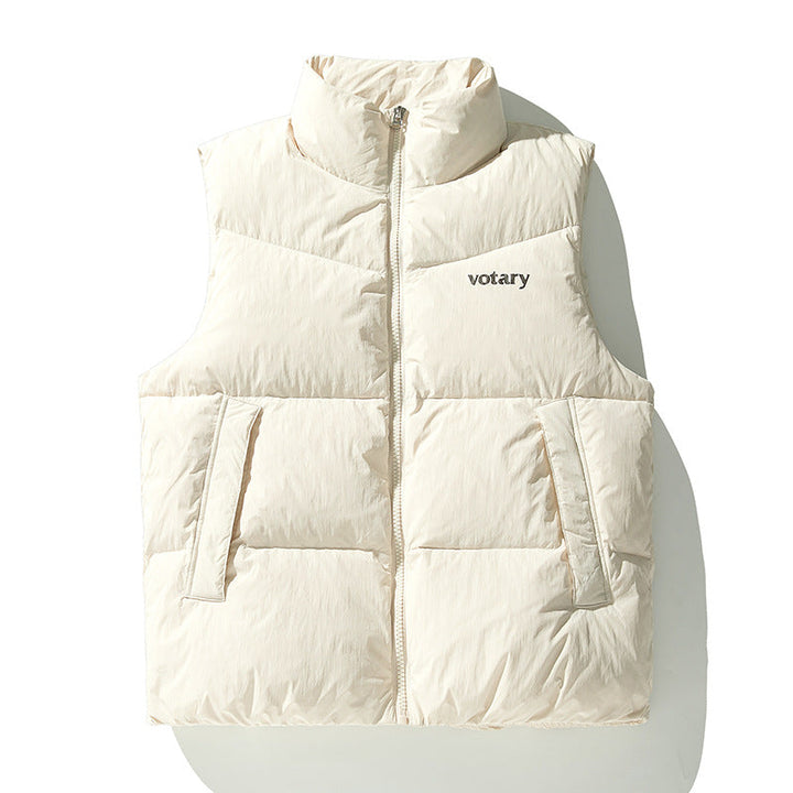 Unisex Lätt Quiltad Thermoväst med Stå Krage, Dragkedja och Side Fickor