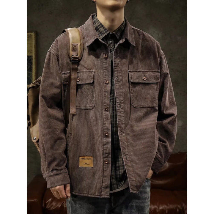 Herr Manchester Överskjortejacka med Patch Bröstfickor och Ledig Oversized Passform