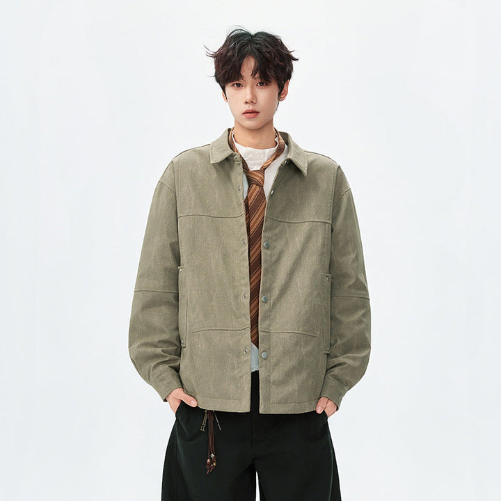 Herr Quiltad, Fodrad Canvas-Utility-Jacke med Tryckknappar