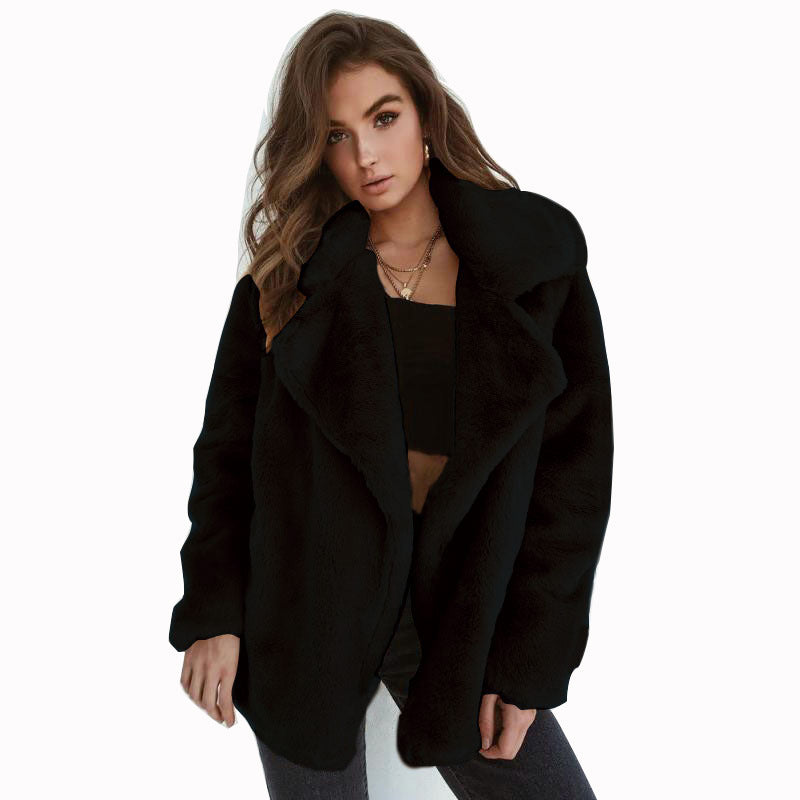 Dam Cozy oversize Faux Fur kappa med stor slagkrage
