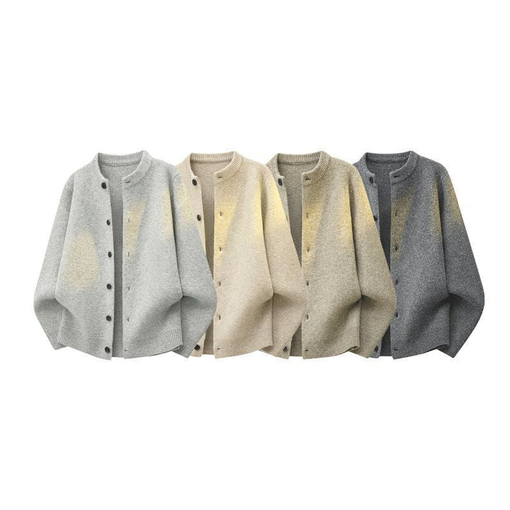 Dam Oversize Stickad Jacka i Bomber Stil med Round Neck, Ribbed Nederkant &amp; Balloon Ärmar