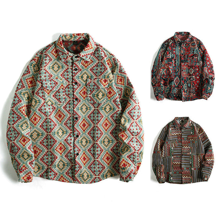 Herr Patterned Overskjortjacka i Patchwork Jacquard