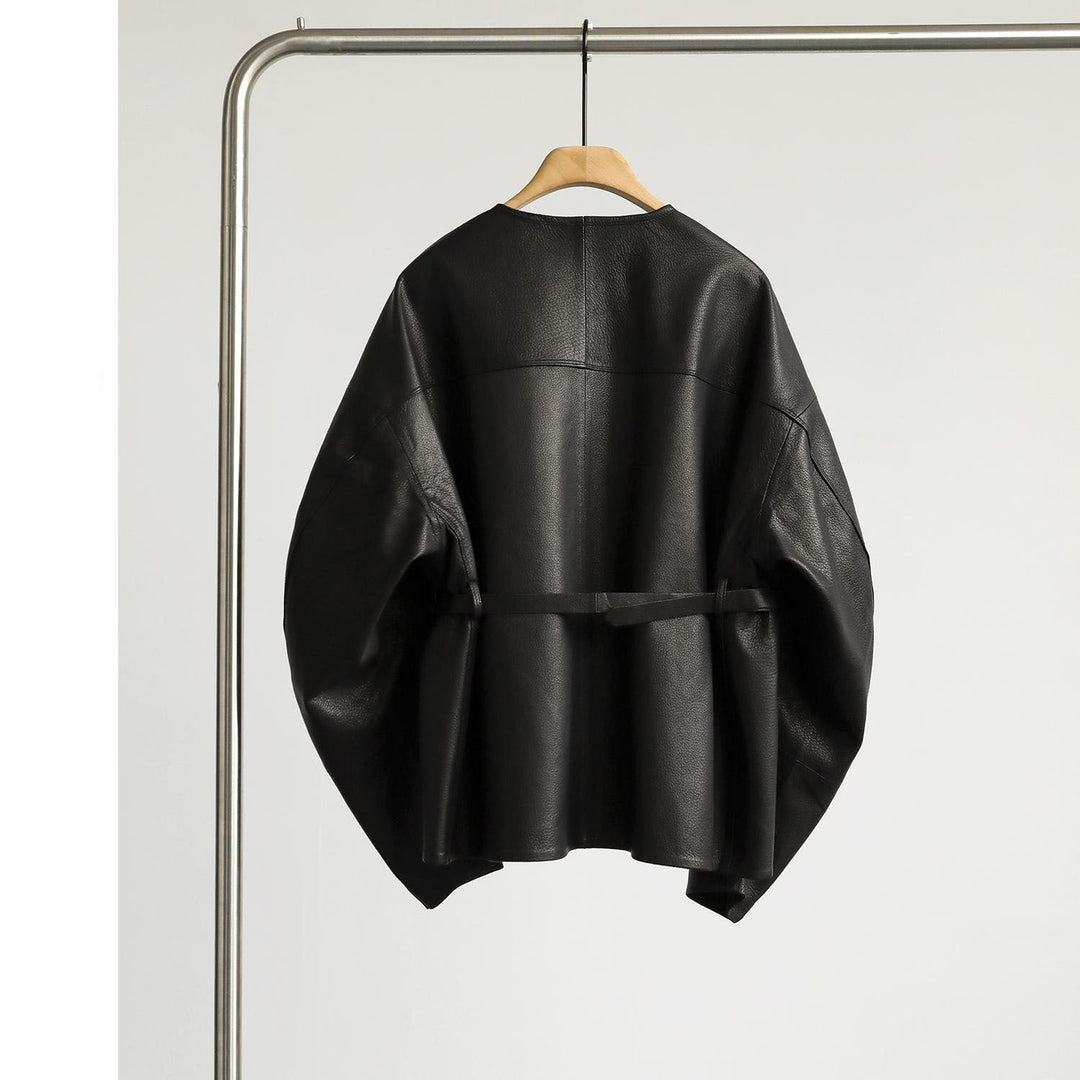 Dam oversize läder jacka