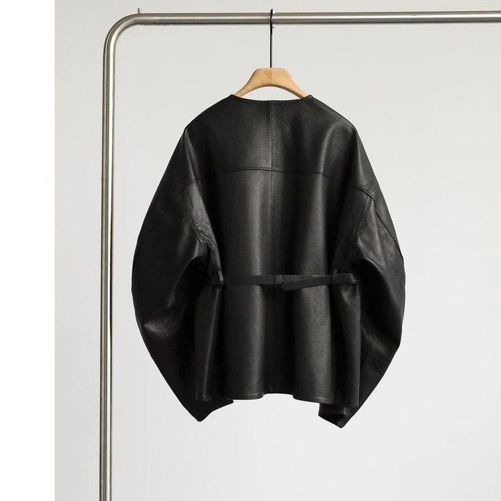 Dam oversize läder jacka