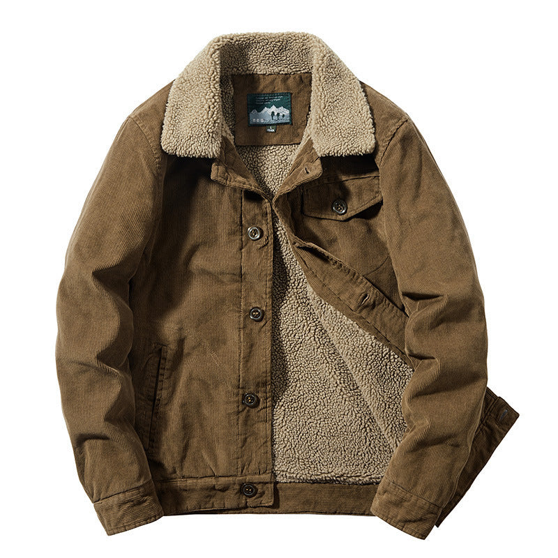 Herr Manchester Worker Trucker Jacka med Warming Sherpa Foder och Skjorta Krage