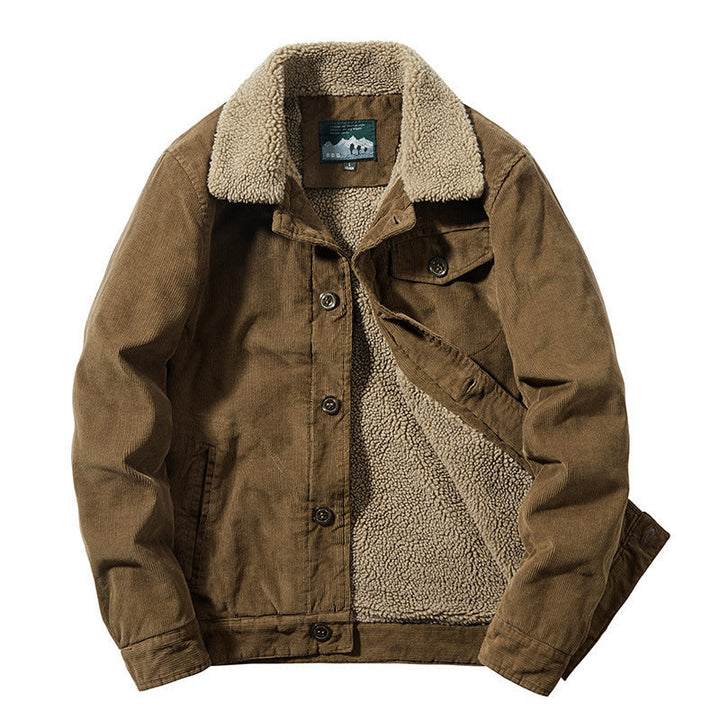 Herr Manchester Worker Trucker Jacka med Warming Sherpa Foder och Skjorta Krage