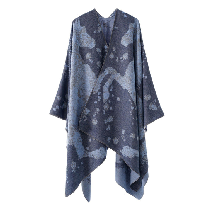 Dam oversized wrap poncho i kimono stil med fine jacquard tyg