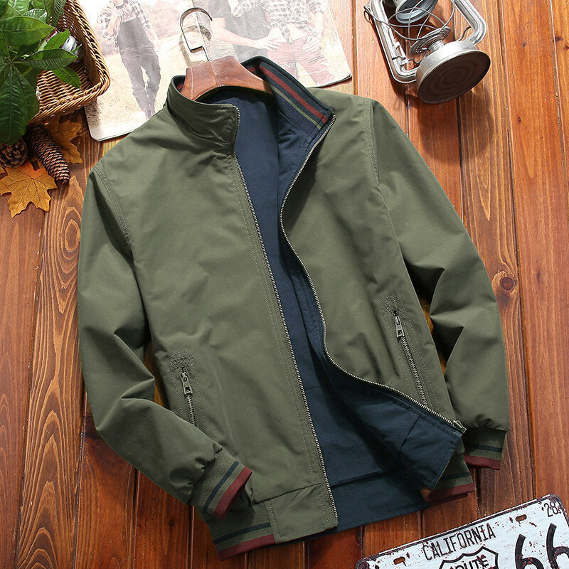 Herr Stilren Övergångsjacka med Hög Closed Krage