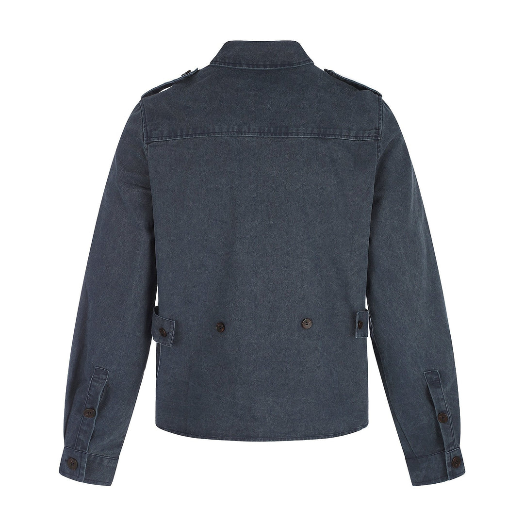 Herr skjortjacka tillverkad av washed denim med fickor med lock och epaulettes