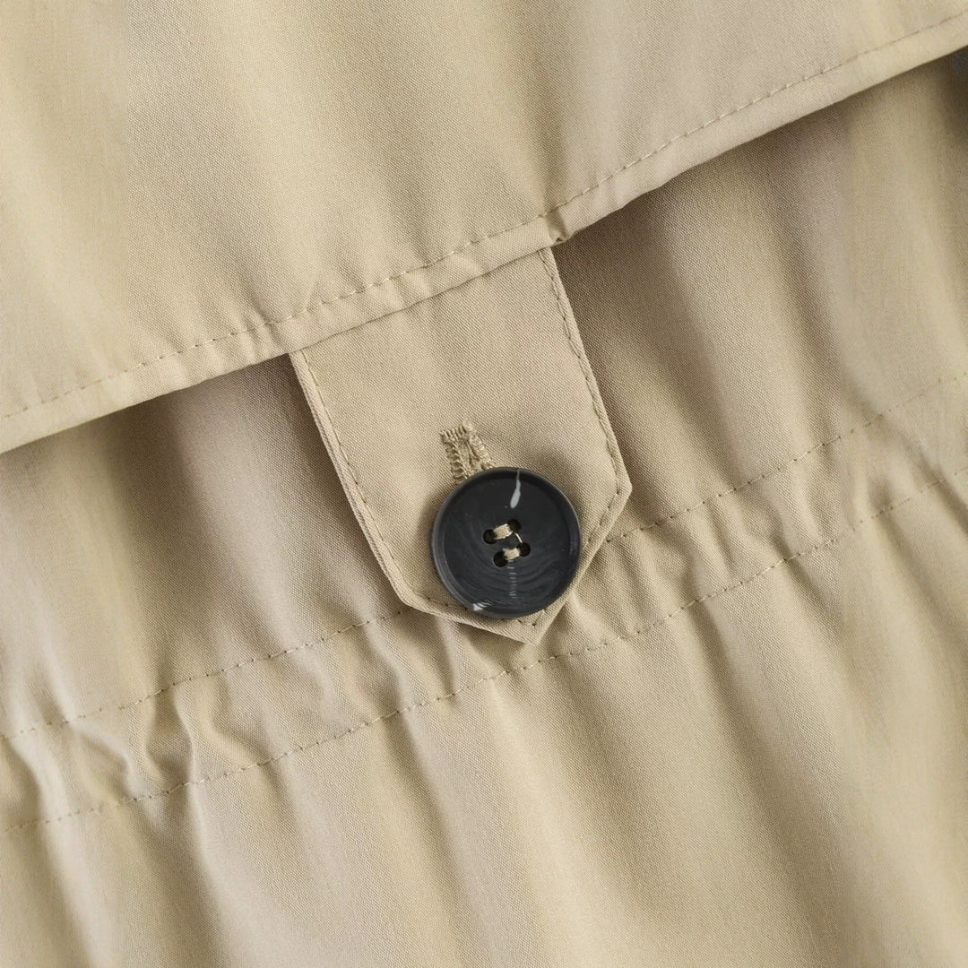 Dam Kort Trench-Stil Jacka med Midja med Dragsko och Check Foder