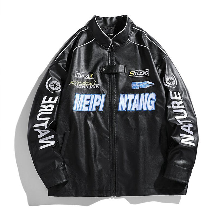 Herr Embroidered Utility Training Jacka i Racing Look med Stående Krage