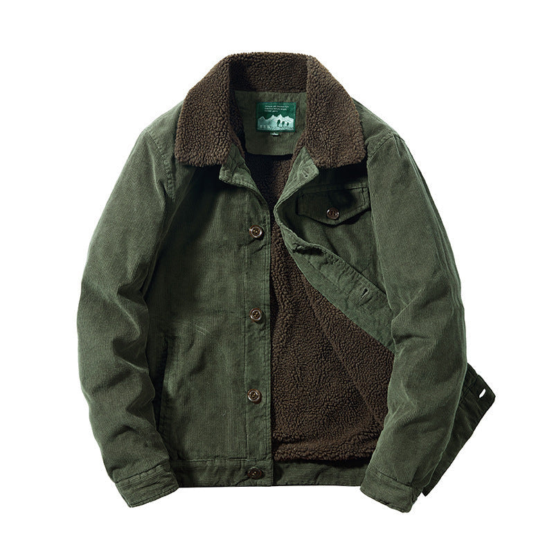 Herr Manchester Jacka med Warming Sherpa Inre Sida och Teddy Krage i Worker Blouson Stil