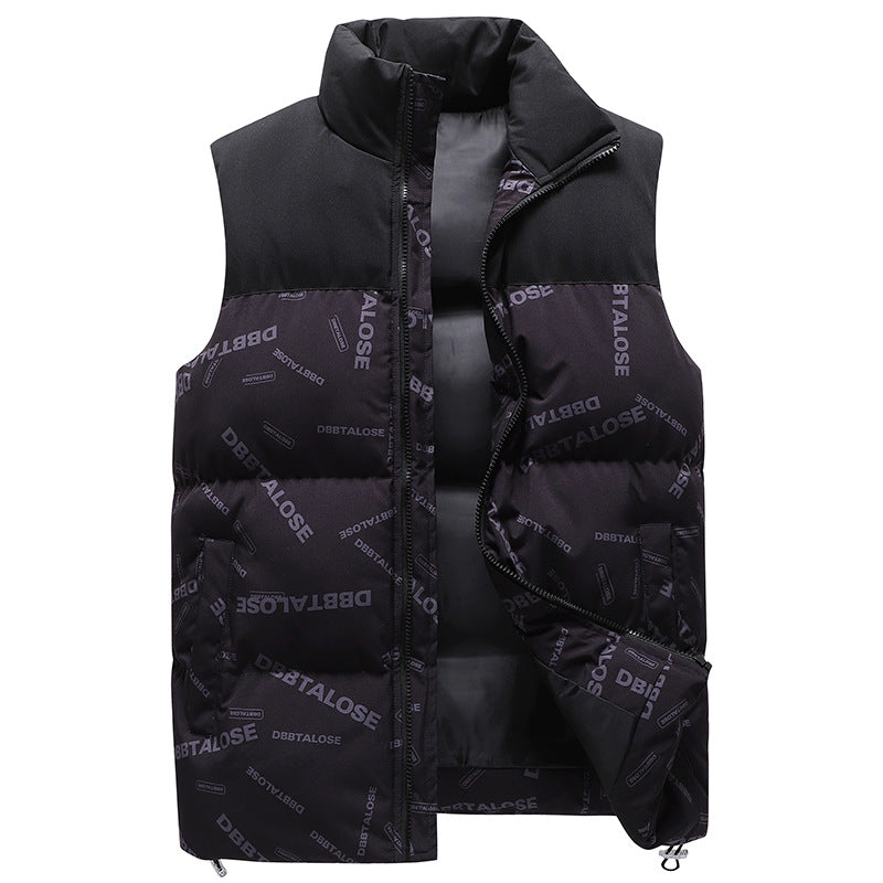 Herr Urban Quiltad Puffer Väst med Hög Krage, Kontrast Axel Section och Heltäckande Logo Tryck