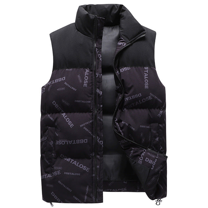 Herr Urban Quiltad Puffer Väst med Hög Krage, Kontrast Axel Section och Heltäckande Logo Tryck