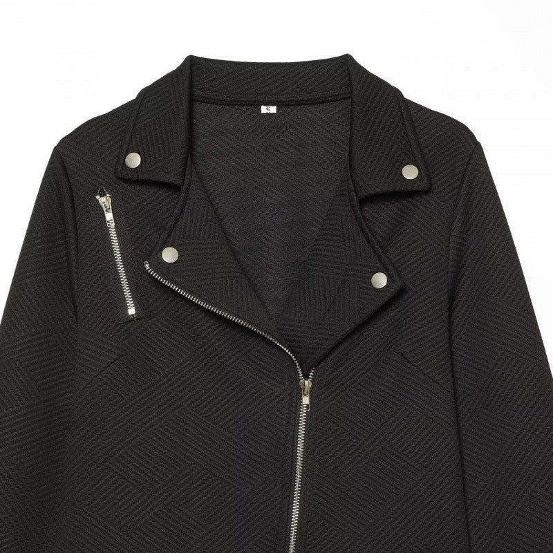 Dam Structured Biker Blazer med Asymmetrisk Dragkedja och Silver Details