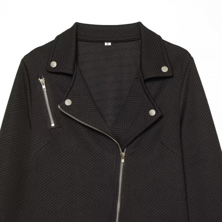 Dam Structured Biker Blazer med Asymmetrisk Dragkedja och Silver Details