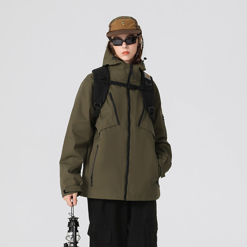 Herr Teknisk Softshell Jacka med Huva, Vattenavvisande Membran och Flera Dragkedja Fickor