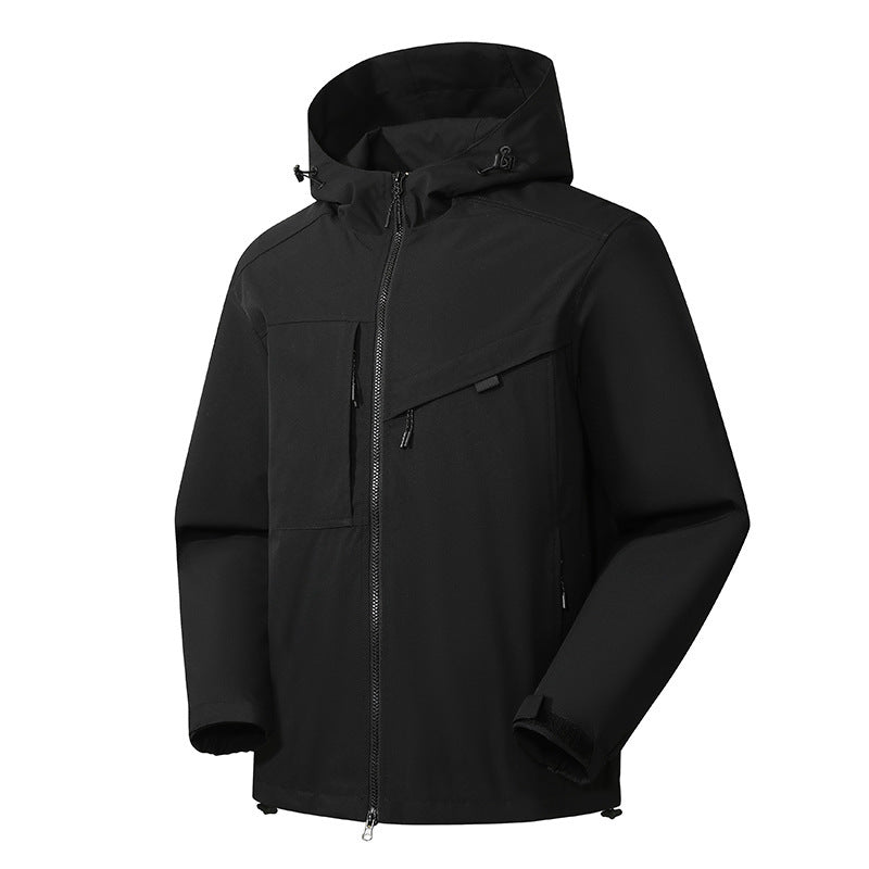 Herr Softshell Utomhus Jacka med Vattentät Membrane och Justerbar Huva
