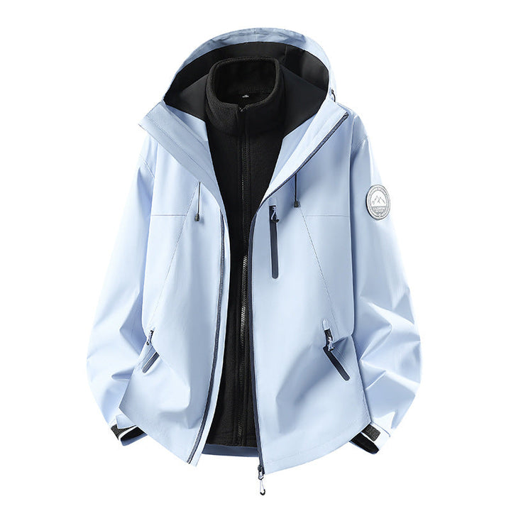 Herr Three-Piece Softshell Frilufts Jacka med Avtagbar Fleecefoder och Huva