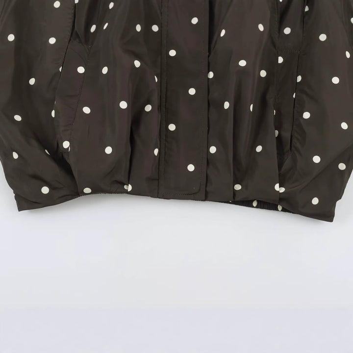 Dam Oversized Vindjacka med Dot Tryck, Hög Ståkrage och Elastic Fåll