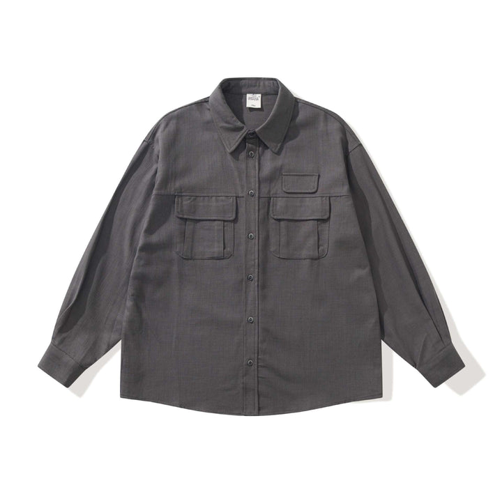 Herr funktion overshirt med large fickor med lock och boxig skärning