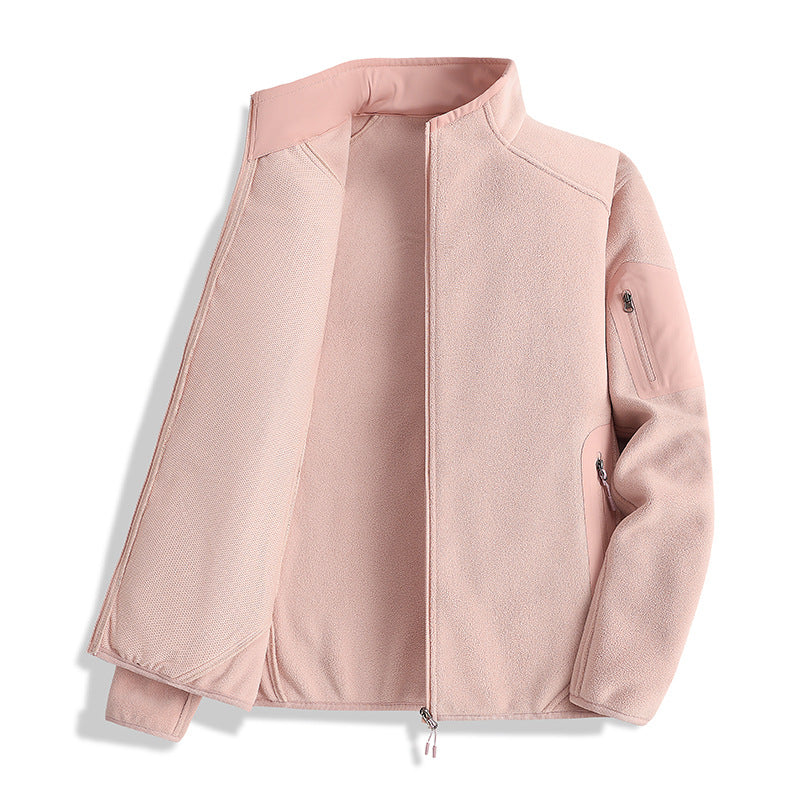 Herr Fleece Jacka med Stående Krage och Softshell Inserts