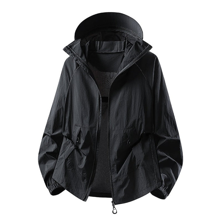 Herr Lätt Wind och Water Resistant med Huva Övergångsjacka med Mesh Foder &amp; Dragsko