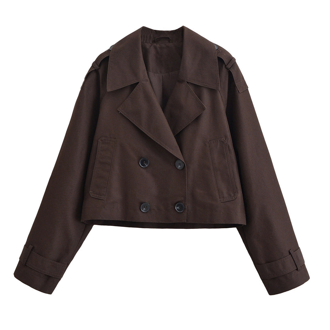 Dam Kort Dubbel-Breasted Trench Jacka i Kort Workwear Look