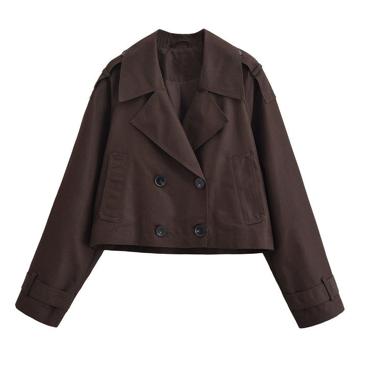 Dam Kort Dubbel-Breasted Trench Jacka i Kort Workwear Look