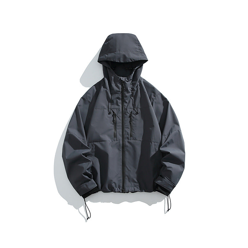 Herr Teknisk Regn Softshell Jacka med Huva, Dragkedja och Justerbar Fåll