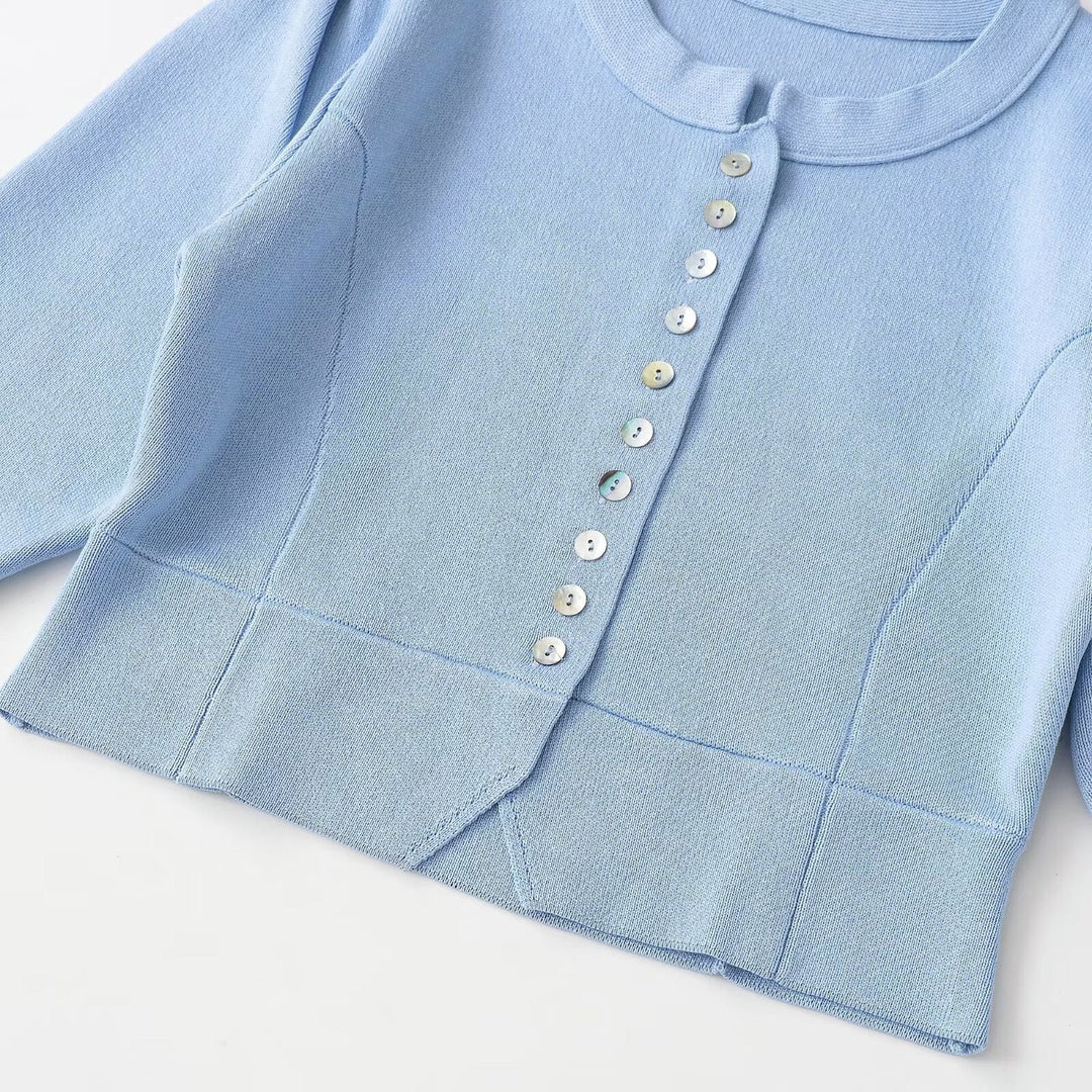 Dam Kort Ribbed Bolero Jacka med Puff Ärmar