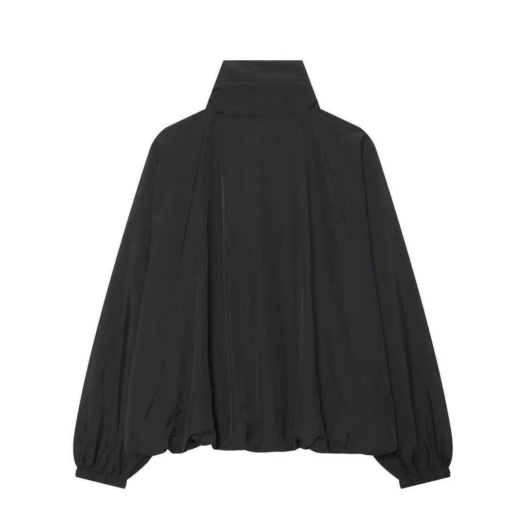 Dam Lätt Vadderad Windbreaker med Stå Krage och Prickig Prick Tryck