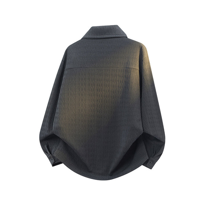 Dam Lightly Structured Oversize Skjortjacka med Lapel Krage &amp; Press Knapp Front