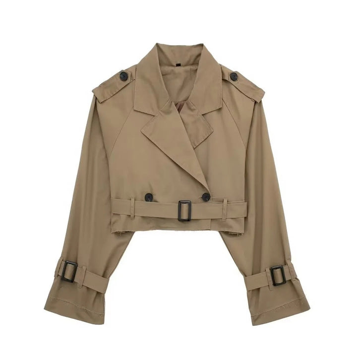 Dam stilren kort trenchcoat