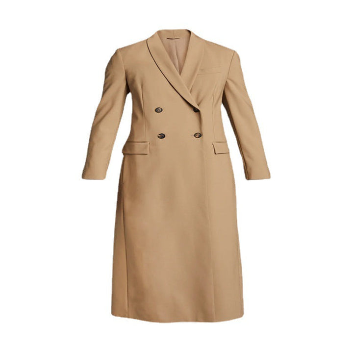 Dam Maxi lång Single-Breasted lång kappa in minimalistisk trench stil med mjuk Draping