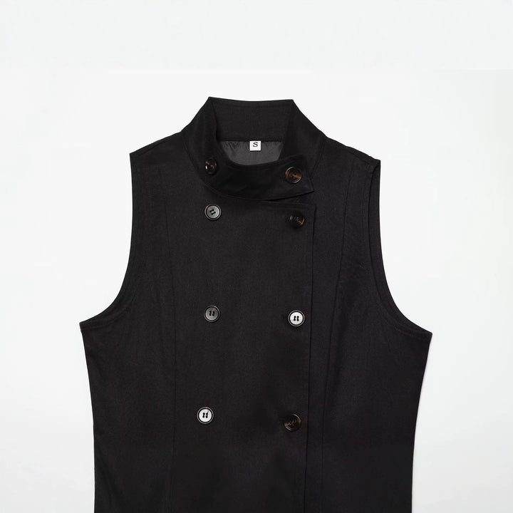 Dam Sleeveless Double-Breasted Trench-Inspired Väst