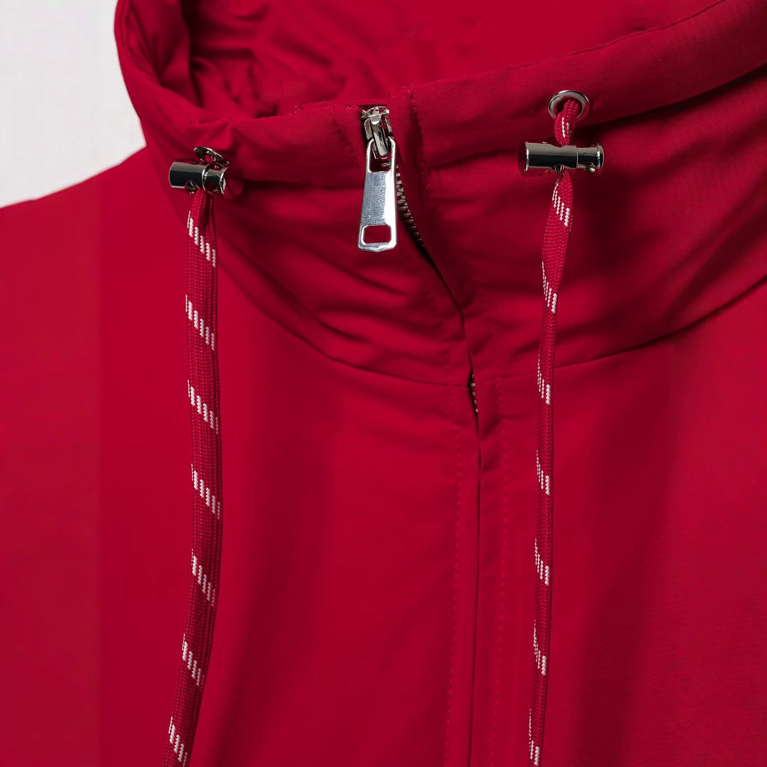 Dam Kort Blouson med Hög Stå Krage, Drawstring och Elastic Nederkant