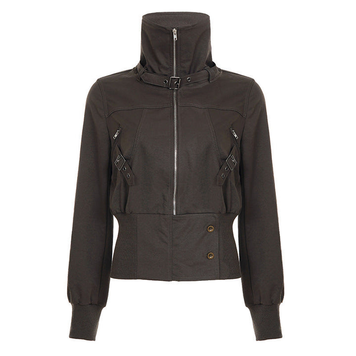 Dam kort jacka i blouson stil med ståkrage och dragkedja