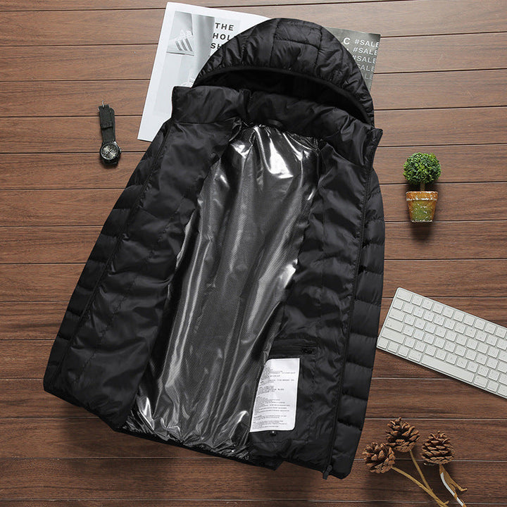 Herr Ultra-Lätt Quiltad Parka med Huva och Thermoregulating Isolering