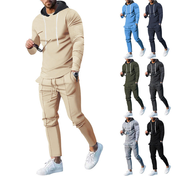 Herr Two-Piece Luvtröja Lounge Set med Smal Passform Luvtröja och Tapered Joggingbyxor