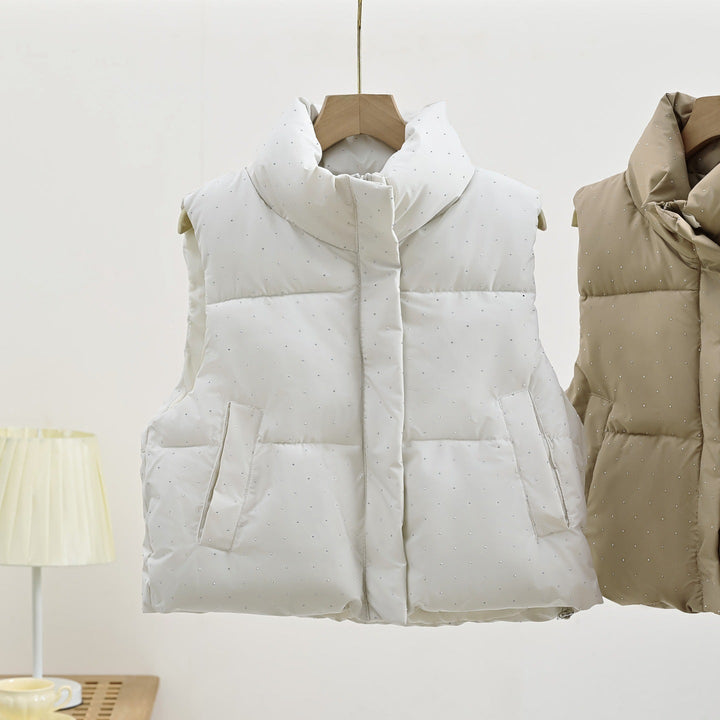 Dam Isolerad Sleeveless Vadderad Gilet med Quiltad Ståkrage