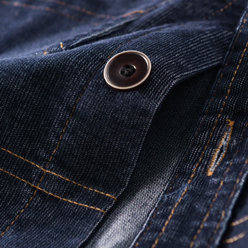 Herr Strukturerad Denim Twill Överskjortejacka med Large Utanpåfickor