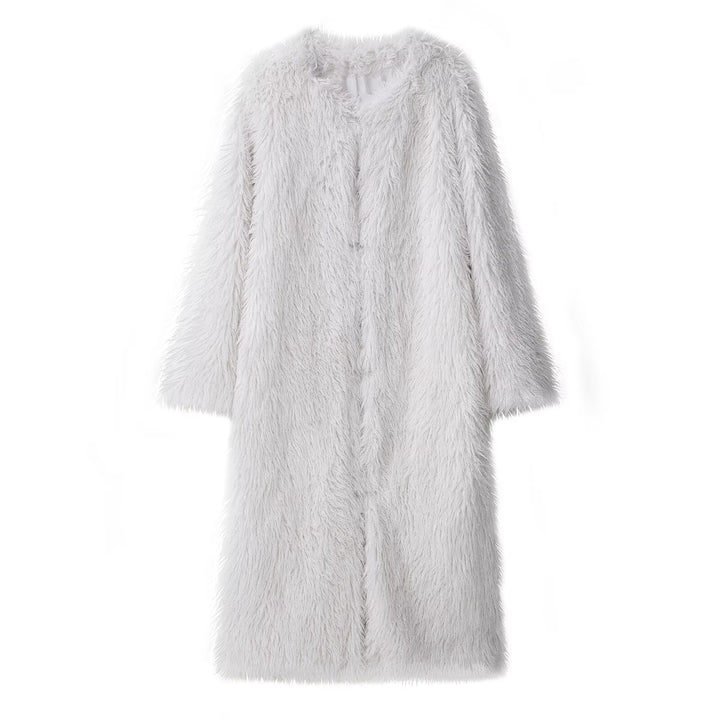 Dam längre Shaggy Faux Fur kappa in lång modell skärning