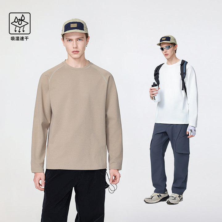 Herr Oversized Lång Ärm College-Tröja med Raglanärmar och Rounded Fåll