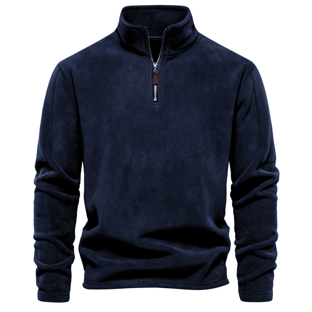Herr Lätt Fleece Pullover med Kort Dragkedja och Ståkrage